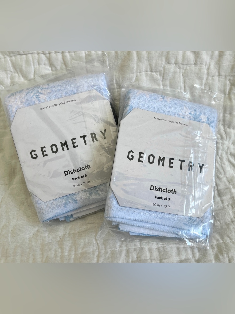 x2 Packs NEW Geometry House Dishcloths Snowflake Let it Snow Frostin Blue White